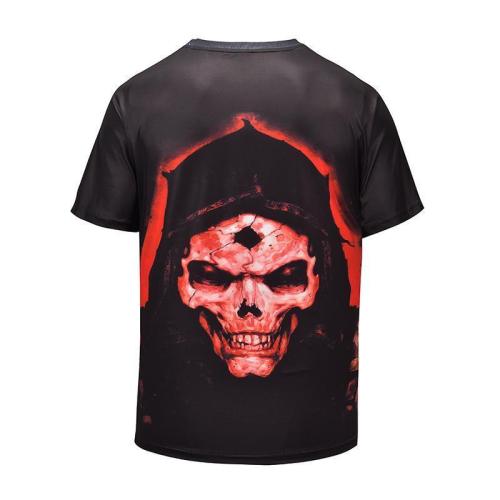 Halloween Men Plus Size 3D Skull Print Casual T-shirt
