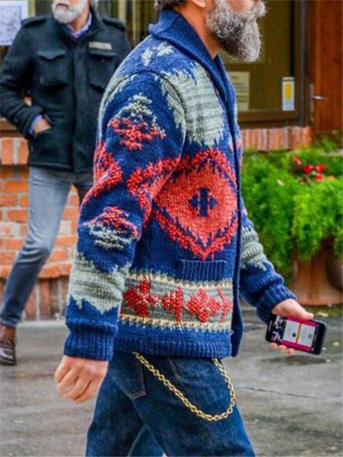 Fashion men's stitching color knit top