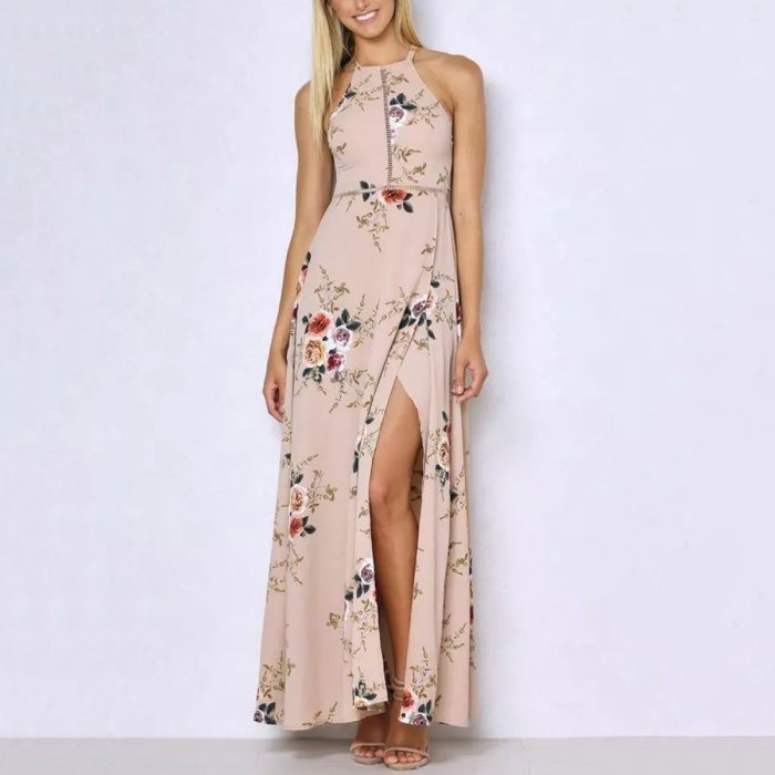 Sexy Elegant Floral Print Sleeveless Maxi Dress