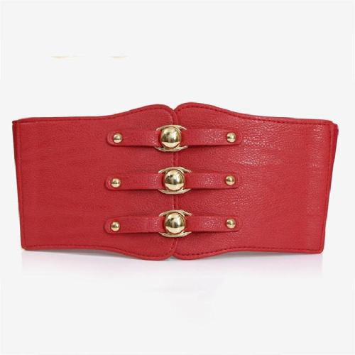 New Vintage PU Leather Women's Wide Belt Fashion Metal Buckle Waistband Rivet Ultra Wide Elastic Female Belt High Quality