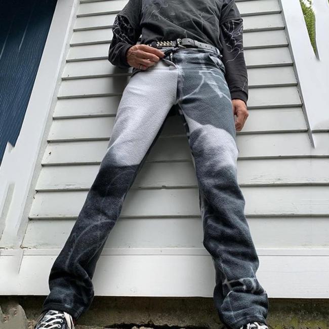 Grey-white gradient casual mens pants TT010