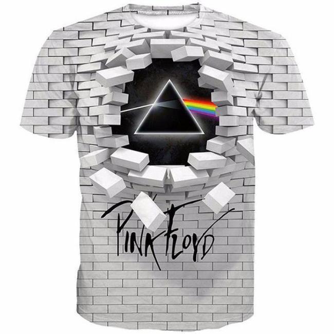 Big and Tall 3D Pink Floyd The Dark Side Of The Moon The Wall Print Men Short Sleeve T-shirt Tee Tops