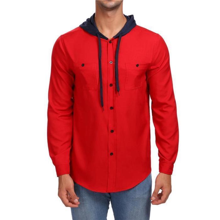 Men's Solid Color Hooded Shirts