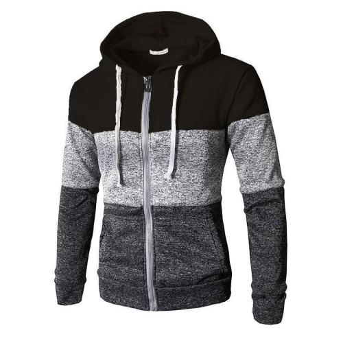 Fashion Sport Color Block Long Sleeves Fleece Thick Hoodie