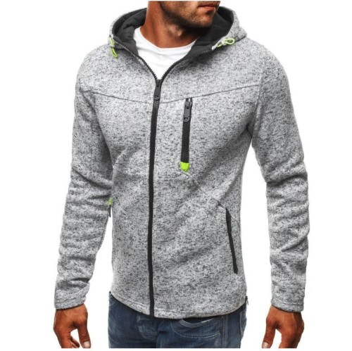 Men's Sports And Leisure Jacquard Sweater Fleece Cardigan Hooded Jacket