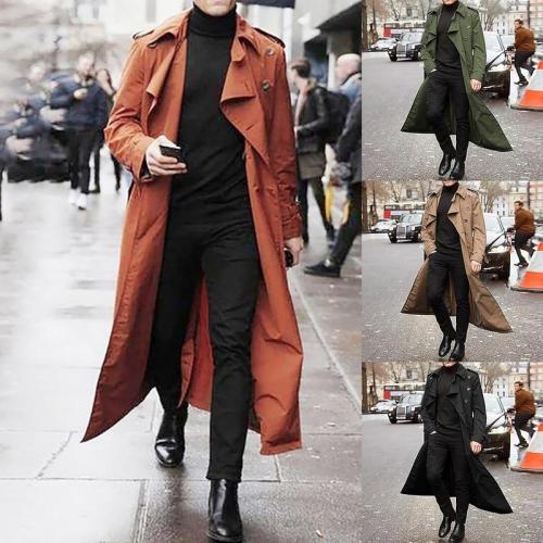 MoneRffi Autumn Winter Mens Jancket and Coats 2020 Brand Treanch Coats Stand Casual Overcoat Solid Color Slim Long Coats Outwear