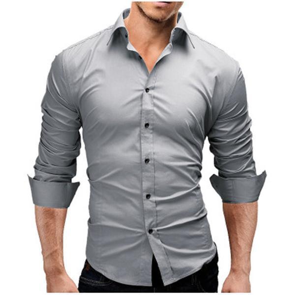 Solid Color Simple Fashion Slim Long-Sleeved Shirt