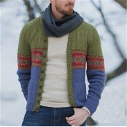 Men's colorblock long sleeve sweater