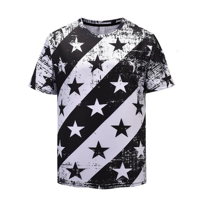 Star Stripe Print Round T-Shirt