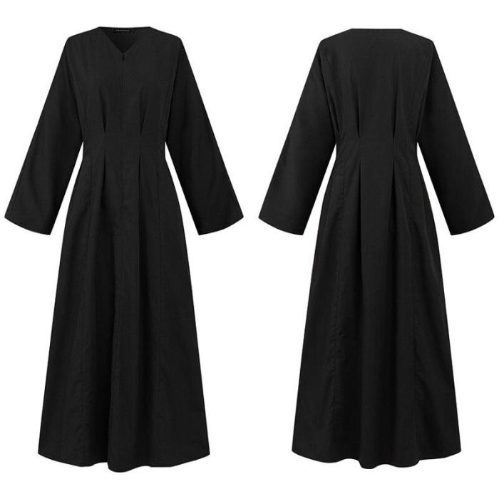 2020 Women Fashion Long Robe V Neck Long Sleeve Maxi  Dress