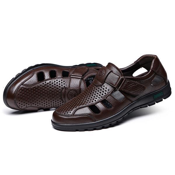 Men Hollow Out Breathable Hook Loop Soft Casual Sandals