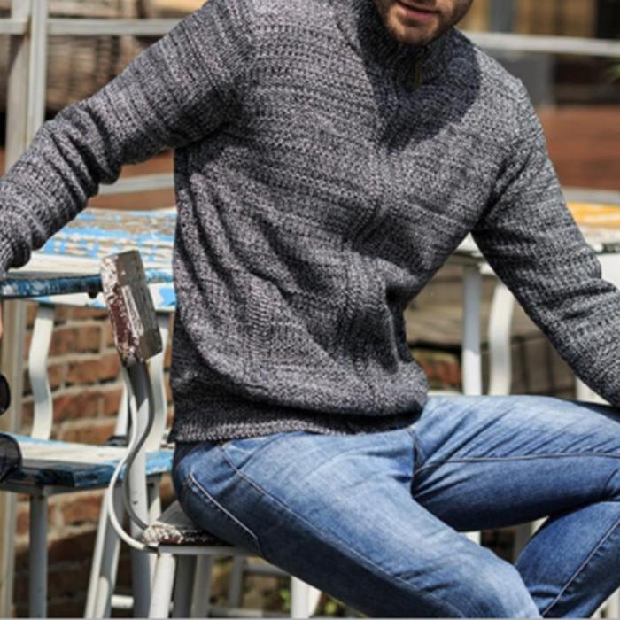 Men's Knitted Collar Sweater Coat