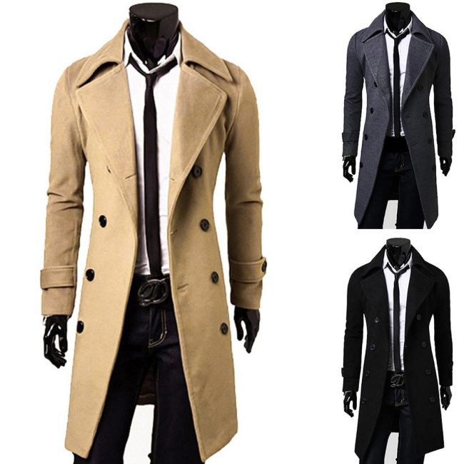 MJARTORIA 2020 Trench Coat Mens Classic Double Breasted Mens Long Coat Masculino Clothing Long Jackets Coats British Overcoat