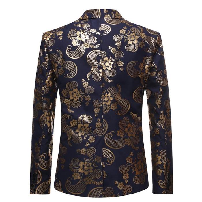 Mens Blazers Casual Suits Men's Four Seasons Gold-plated Single-button Suit Wedding Dress