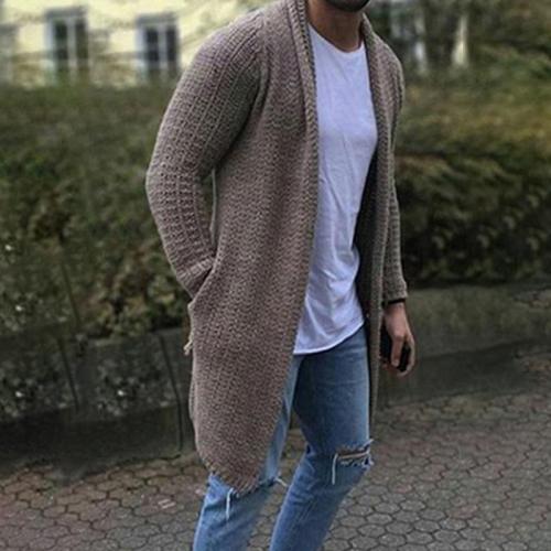 Men's Plus Size Casual Pure Colour Knit Cardigan