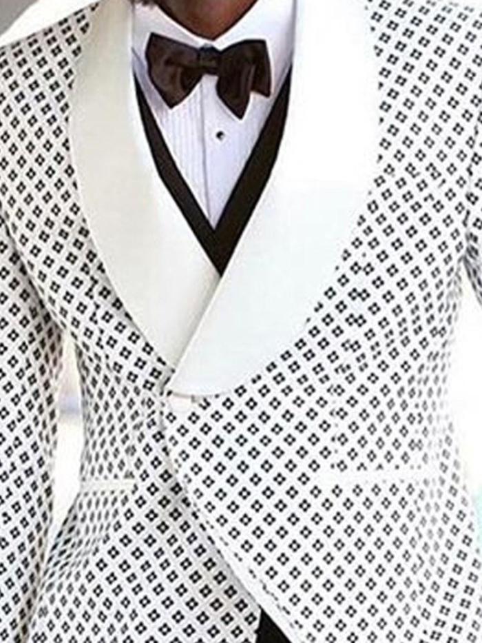 One Button Notched Lapel Print leisure Suit