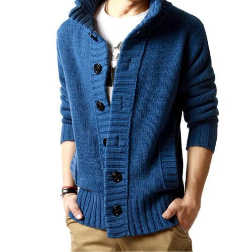 Fashion Lapel Single-Breasted Long-Sleeved Knit Sweaters