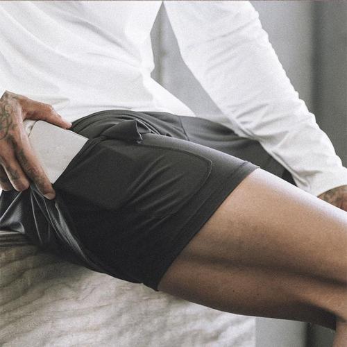 New Arrival 2019 Summer Double-Deck Mens Fitness Bodybuilding Breathable Quick Drying Short  Men Casual Joggers Shorts