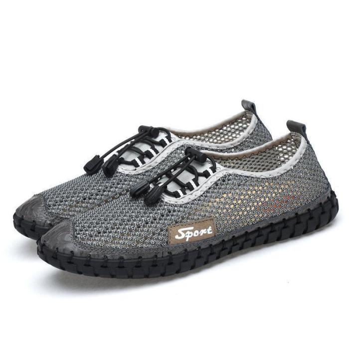 Large Size Men Mesh Fabric Hand Stitching Soft Sole Casual Shoes