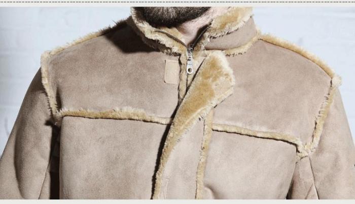 Men Plain Shearling Thicken Warm Winter Coat