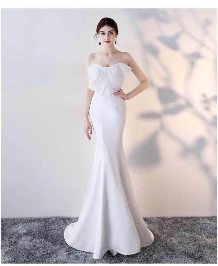 elegant bowknot Long evening dresses sexy strapless evening gowns pretty mermaid evening dress fashion delicate Formal Dress