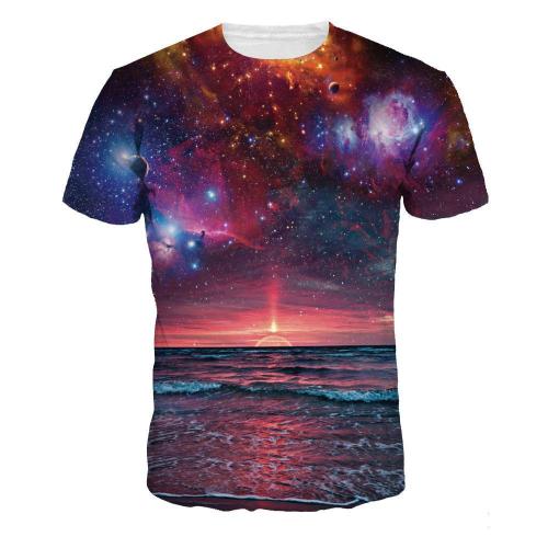 Sunset Glow Printed Casual Short Sleeve T-shirt