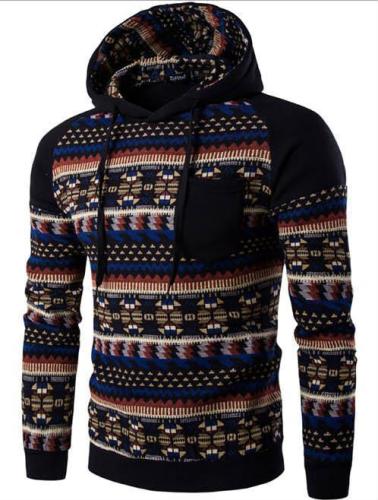 Fashion Winter Split Joint Printed Loose Hoodie With Hat