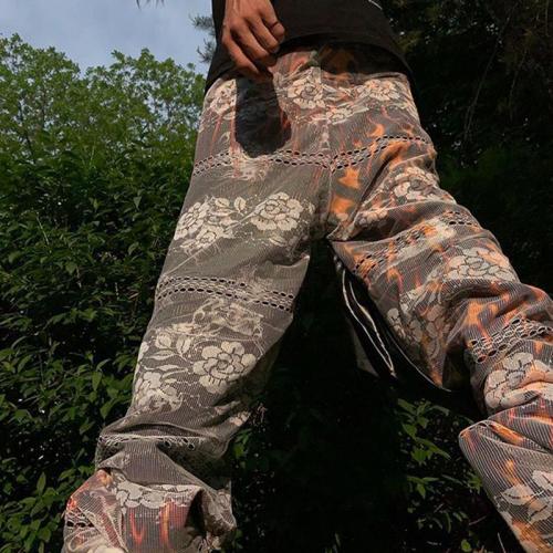 Vintage pattern casual loose mens trousers TT010