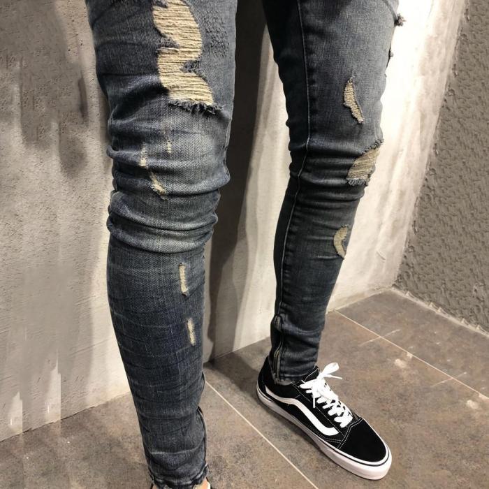 Casual Pocket Tight Zipper Jeans