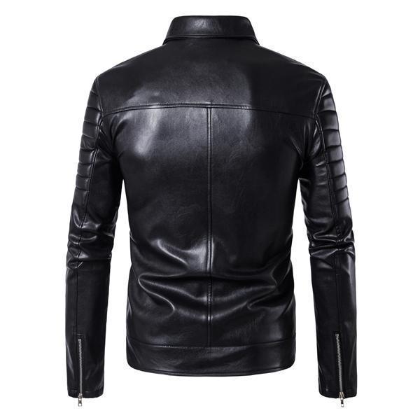 Men's Motorcycle Leather Large Size Multi-Zip Jacket