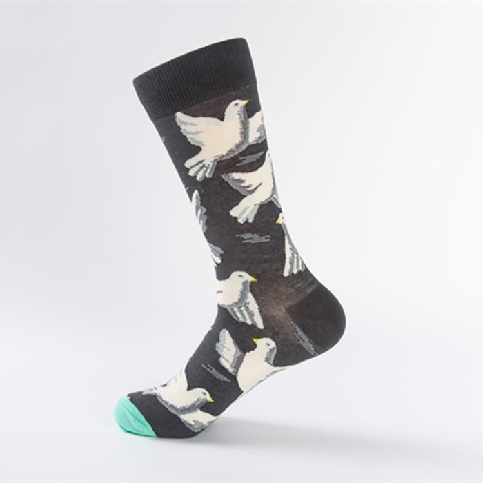 Personality Flower And Bird Sketch Series Couple Socks