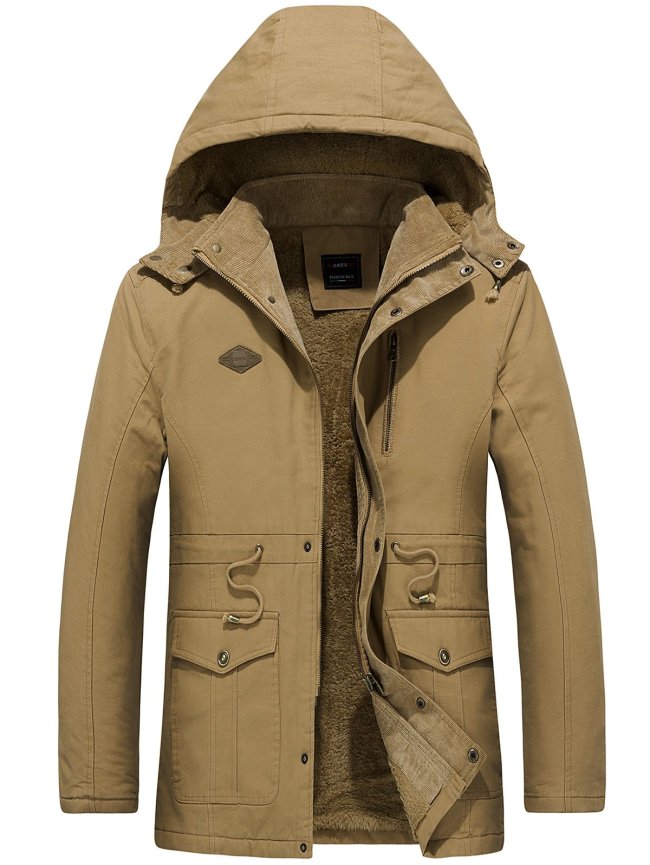 Detachable Hooded Draw String Waist Outdoor Jacket for Men
