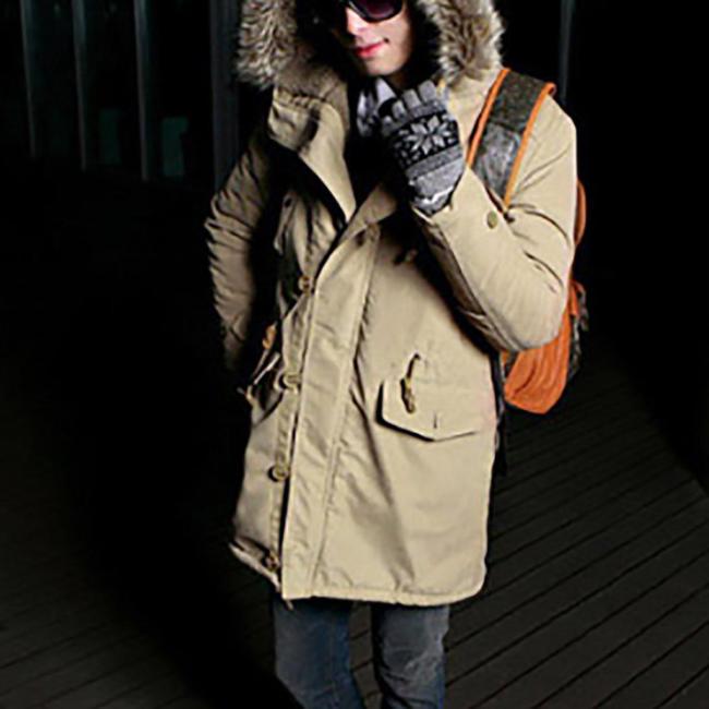 Fashion Men Thicken Packet Winter Floss Long Jacket Coat