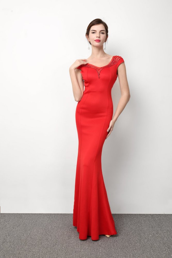 sexy Mermaid Long Evening Dress Party Elegant  v-neck Prom evening Gown contracted Slim fit Evening Dresses