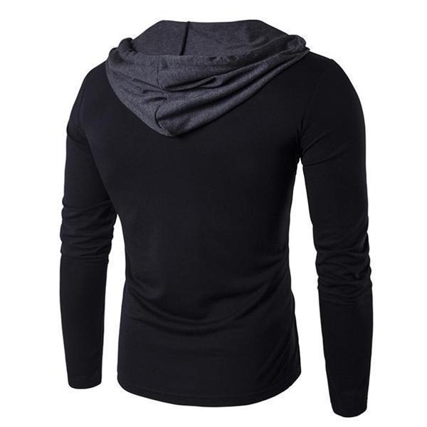 Fashion Casual Youth Slim Solid Color Long Sleeve Men Hoodie
