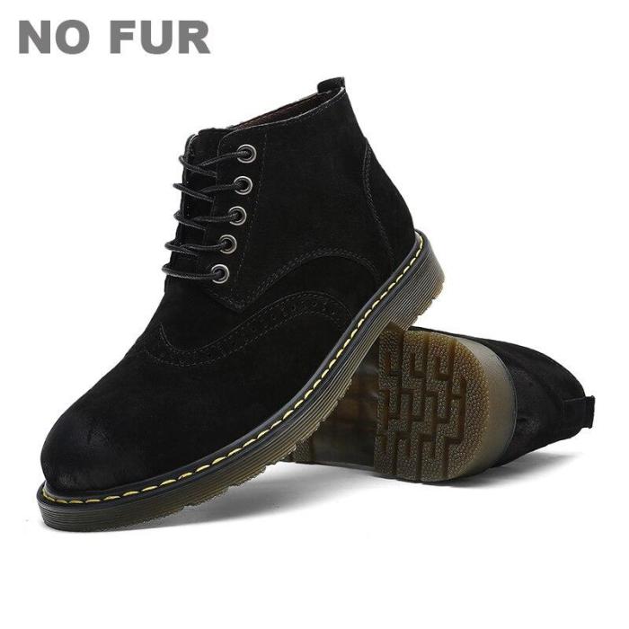 2019 Autumn&Winter Men Brogue Boots High Quality Leather Ankle Boots Man's Casual Shoes Working Fahsion Men Boots Big Size 38-47