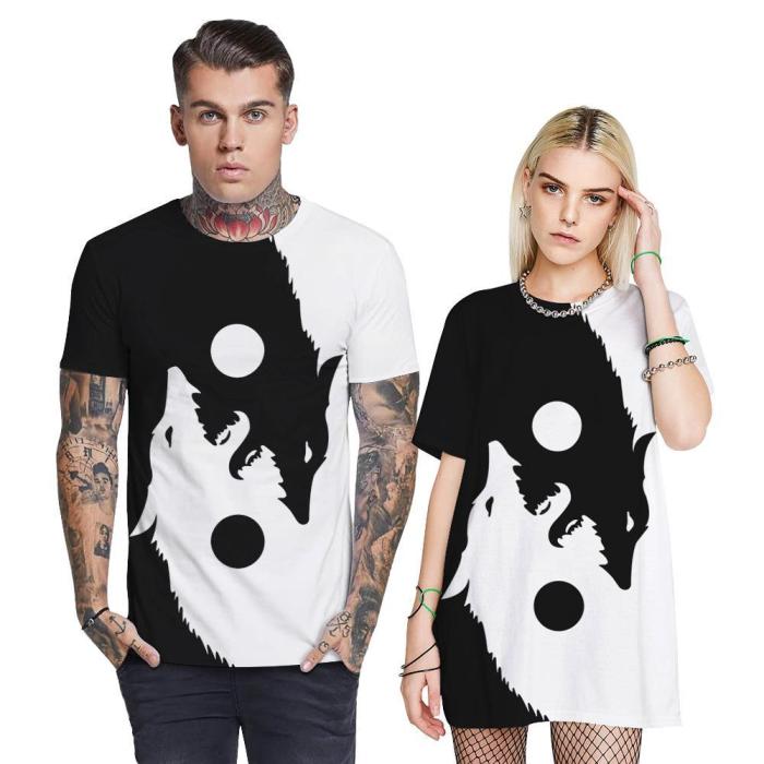 3D Wolf Printed Funny Men T-shirt Loose Casual Novelty Short Sleeve Tees Top