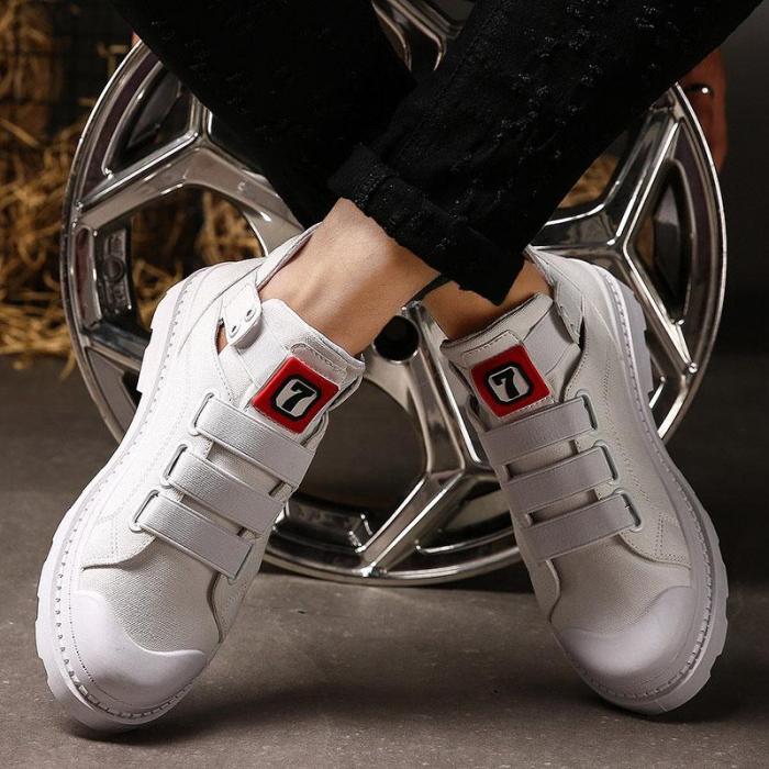 Men's fashion color matching buckle canvas sneakers DWQ35