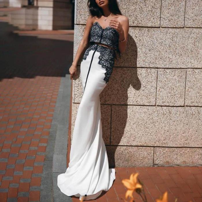 Fashion Sexy One Shoulder Tube Top Fishtail Evening Dress