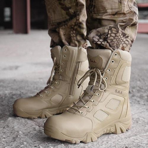 2020 New High Quality Brand Military Leather Boots Special Force Tactical Desert Combat Men's Boots Outdoor Shoes Ankle Boots