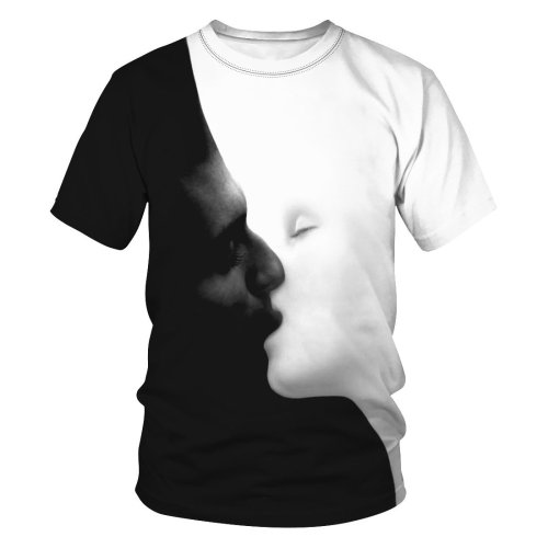 3D Kiss Printed Funny Men T-shirt Loose Casual Novelty Short Sleeve Tees Top
