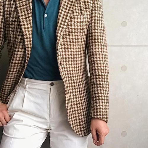 Vintage Classic Houndstooth Long Sleeves Fitted Blazer