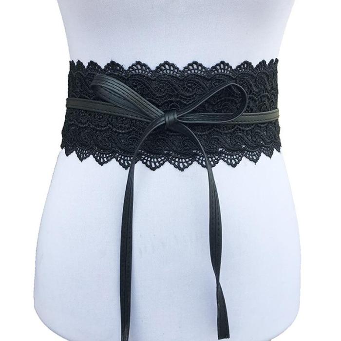 2019 New Lace Up PU leather Waistband Women Wide Corsets Cummerbunds Belts for Women High Waist Slim Girdle Belt Bow Bands