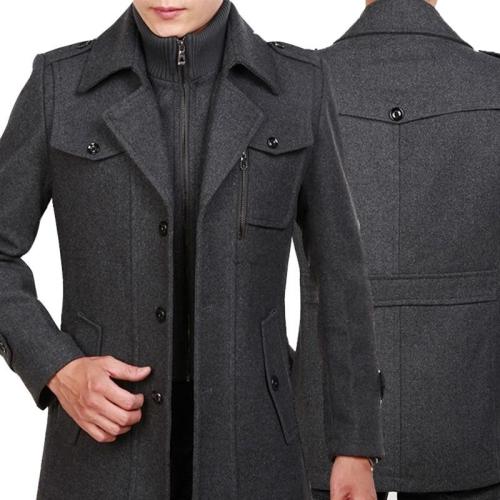 Winter Trench Coat for Men Fashion Mens Jackets Woolen Men's Jacket Double Collar Warm Woolen Coat Giubbotti mens cashmere