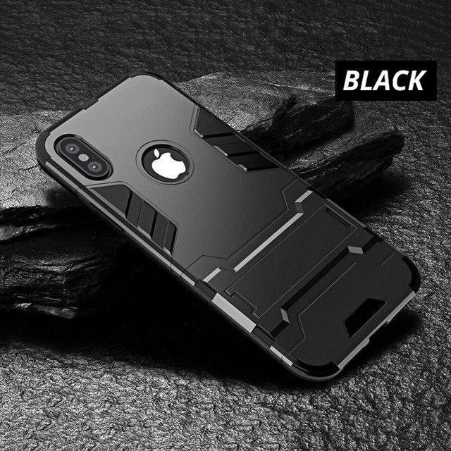 Kickstand Cover PC+Silicone Shockproof 3D Shield Case For iPhone