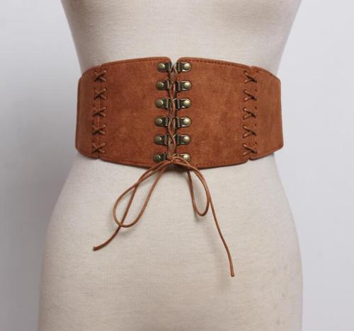 Women's runway fashion faux suede leather Cummerbunds female Dress coat Corsets Waistband Belts decoration wide belt R1751