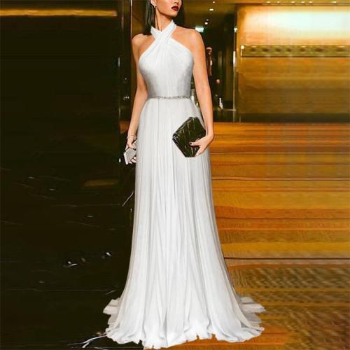 Elegant Cross Off-Shoulder Splicing Chiffon Evening Dress