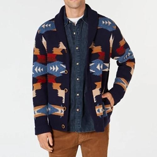 Casual Multicolor Pattern Sweater Cardigan