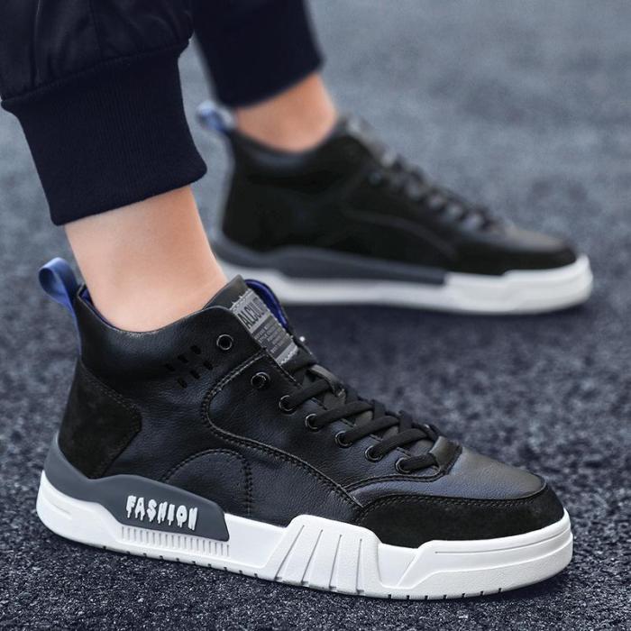Casual men's stitching lace-up high-top sneakers wq09