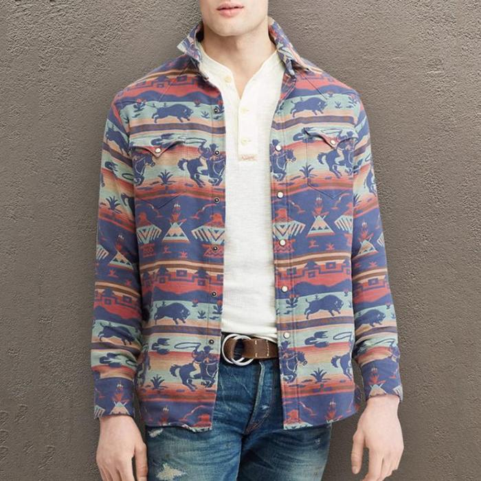 Fashion Men's Printed Colour Single-Breasted Jacket